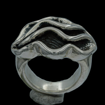 Electroplated Crushed Paper Silver Ring 3cm Statement
