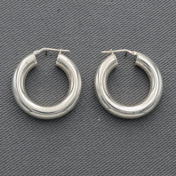 Sterling silver pipe hoops 2.5 cm x 5 mm