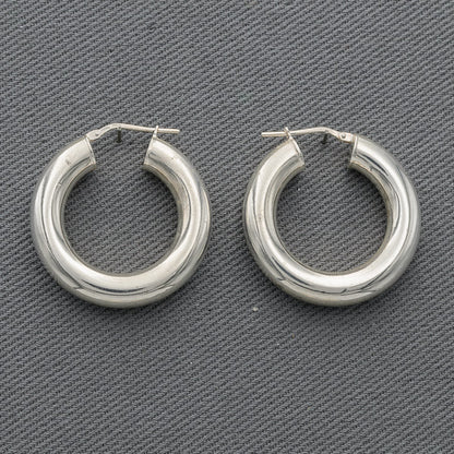 Sterling silver pipe hoops 2.5 cm x 5 mm