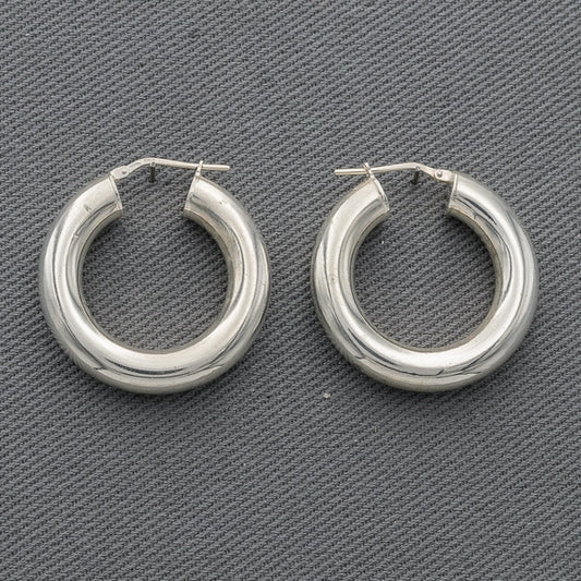 Sterling silver pipe hoops 2.5 cm x 5 mm
