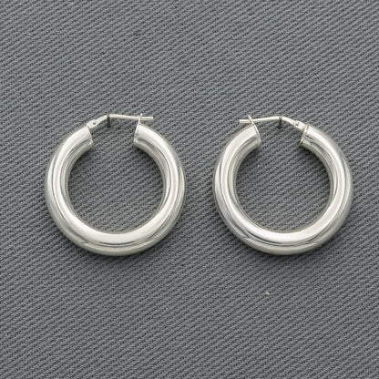 Sterling silver round tube hoops med