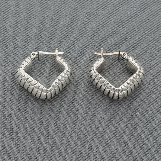 Sterling silver stripe hoops