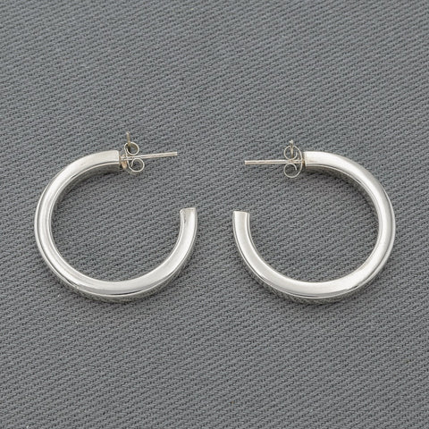Sterling silver large hoops with square edges