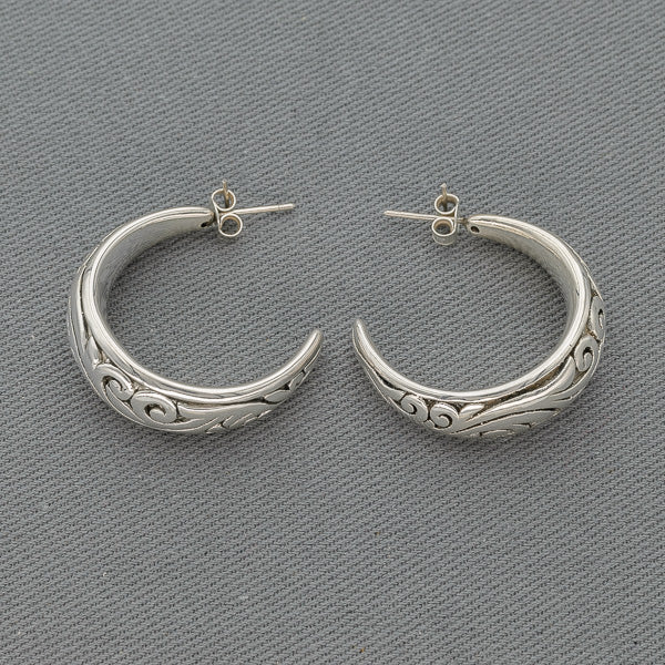 Sterling silver bali hoops large