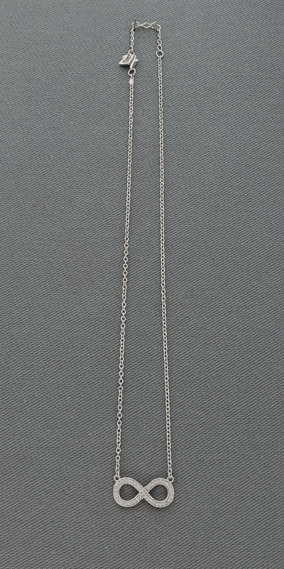 Sterling Silver Infinity Pendant with Cubic Zirconia on Adjustable Chain – 40cm + 5cm Extension - Silvertree Jewelry #