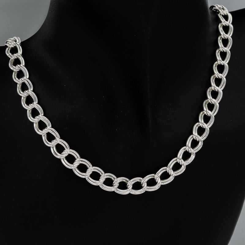 Sterling silver double curb chain with signoretti clasp