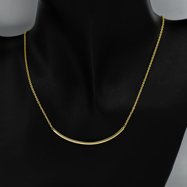 Gold plated chain with a curved bar
