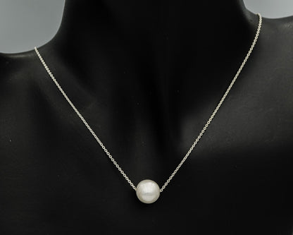 Sterling silver floating pearl chain