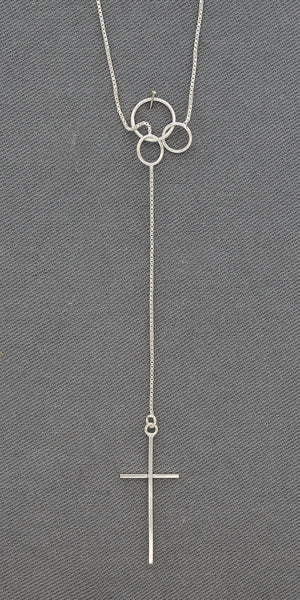 3 Circle sterling silver chain with a cross