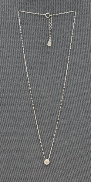 Sterling silver chain with a small brushed silver disc - Silvertree Jewelry #