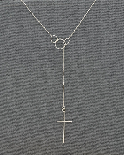 3 Circle sterling silver chain with a cross