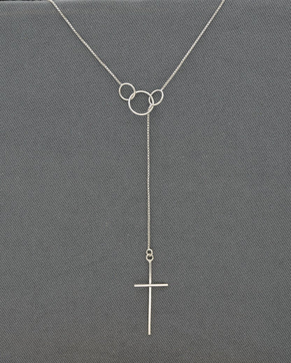 3 Circle sterling silver chain with a cross