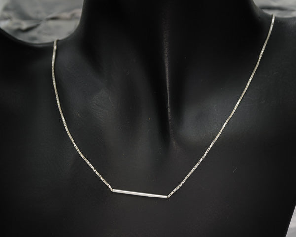 Sterling Silver Bar Necklace with Box Chain 42cm - Silvertree Jewelry #