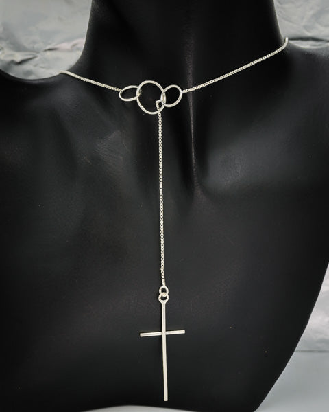 3 Circle sterling silver chain with a cross