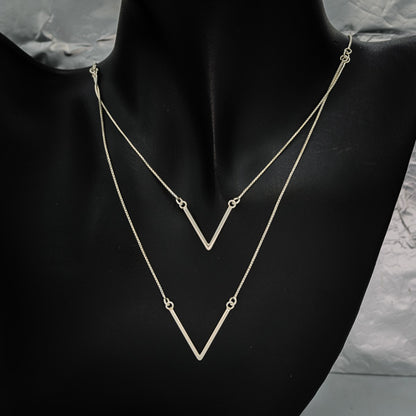 Sterling silver double V pendant chain