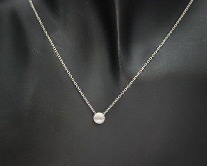 Sterling silver chain with a small brushed silver disc - Silvertree Jewelry #