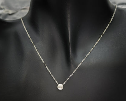 Sterling silver chain with a small brushed silver disc - Silvertree Jewelry #