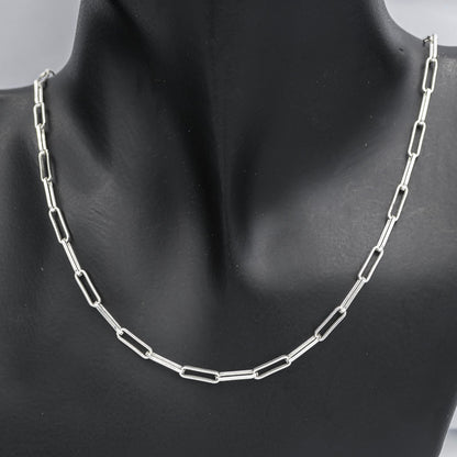 Sterling Silver Paperclip Chain 1mm x 10mm Links. - Silvertree Jewelry #
