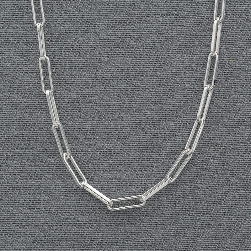 Sterling Silver Paperclip Chain 1mm x 10mm Links. - Silvertree Jewelry #