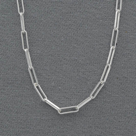 Sterling Silver Paperclip Chain 1mm x 10mm Links. - Silvertree Jewelry #