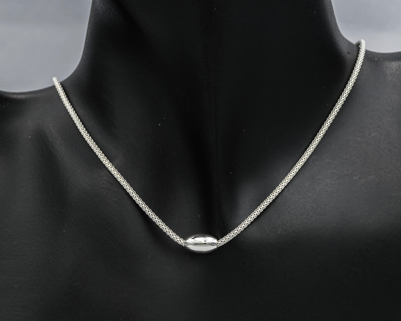 Sterling silver popcorn chain with an oval dome - Silvertree Jewelry #