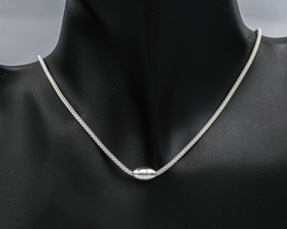 Sterling silver popcorn chain with an oval dome - Silvertree Jewelry #
