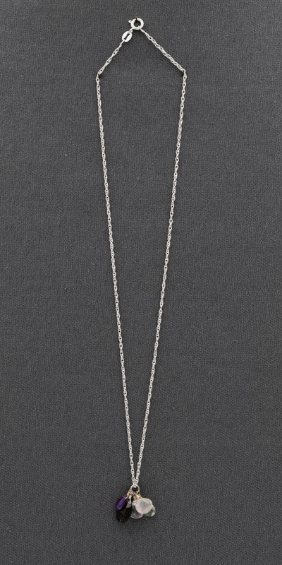 Sterling Silver Semi-Precious Stone Cluster Necklace