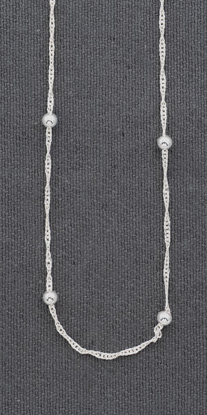 Sterling silver singapore chain with 2.5 mm silver balls.