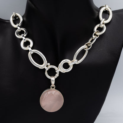 Sterling silver circle and oval chain with a signoretti clasp. 55cm