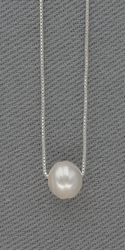 Sterling silver floating pearl chain