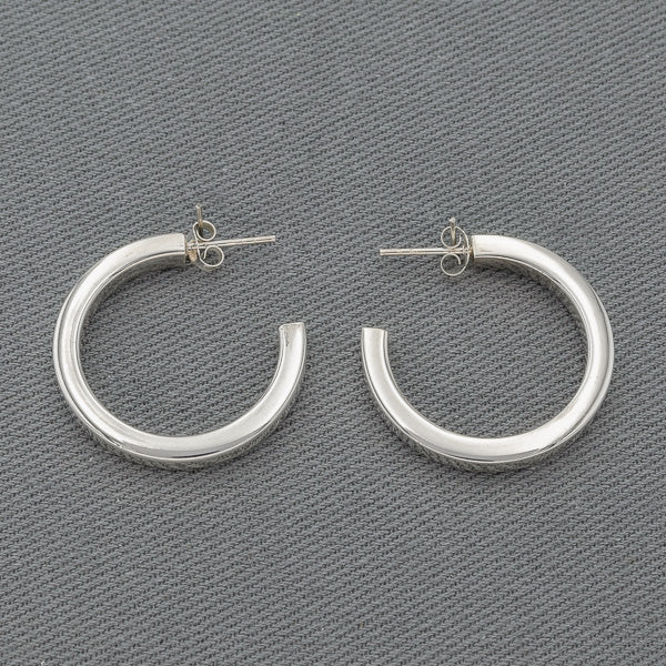Large Sterling Silver Hoop Earrings with Square Edges – 30 mm - Silvertree Jewelry #
