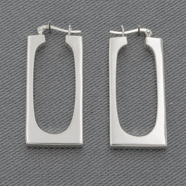 Large Sterling Silver Rectangle Hoop Earrings – 50 mm - Silvertree Jewelry #