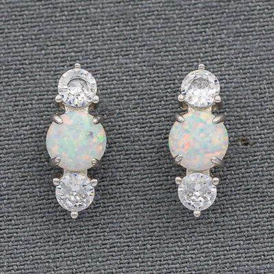 Opaline with cubic stud earring