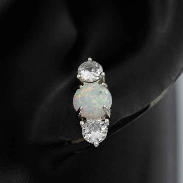 Opaline with cubic stud earring