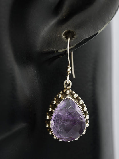 Amethyst drop set in sterling silver