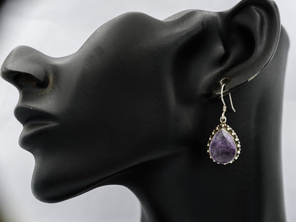 Amethyst drop set in sterling silver