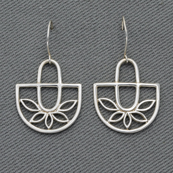 Silver modern dangling earring