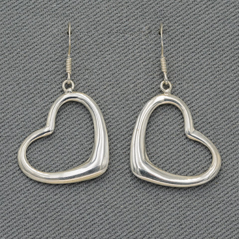 Silver heart dangling earrings