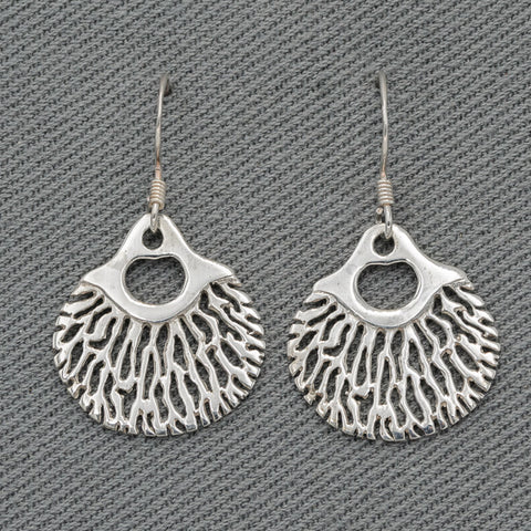 Silver coral dangling earring