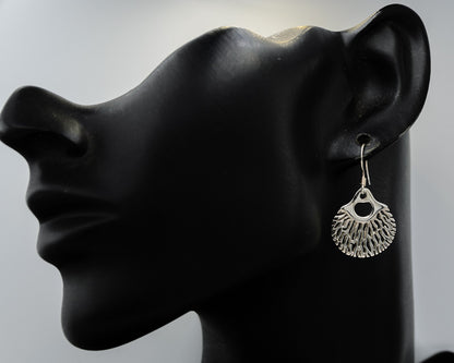 Silver coral dangling earring