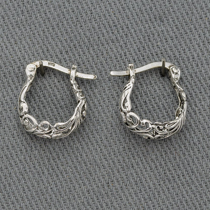 Sterling silver Bali filigree hoops