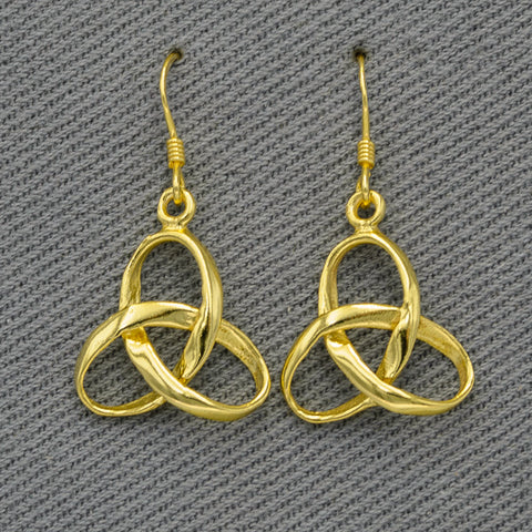 Gold plated trinity knot danglers