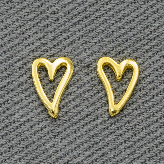 Sterling silver gold plated heart stud S