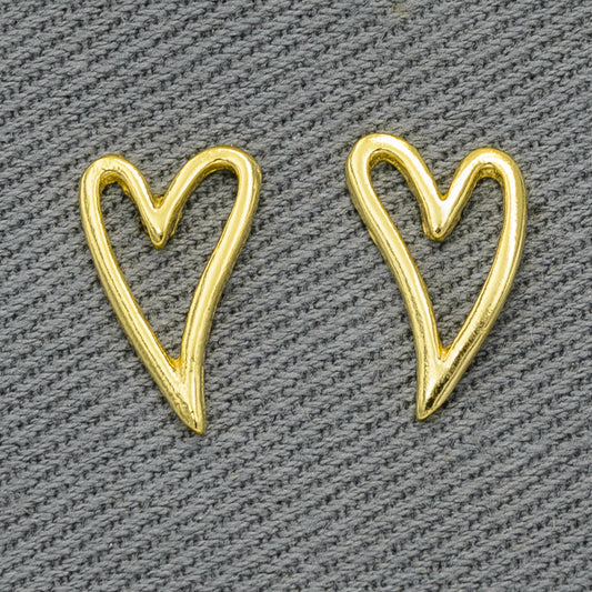 Sterling silver gold plated open heart earring M