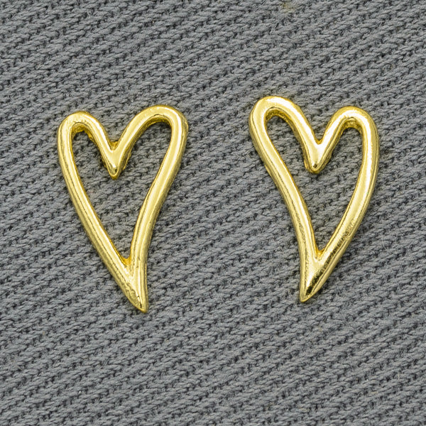Gold plated open heart studs