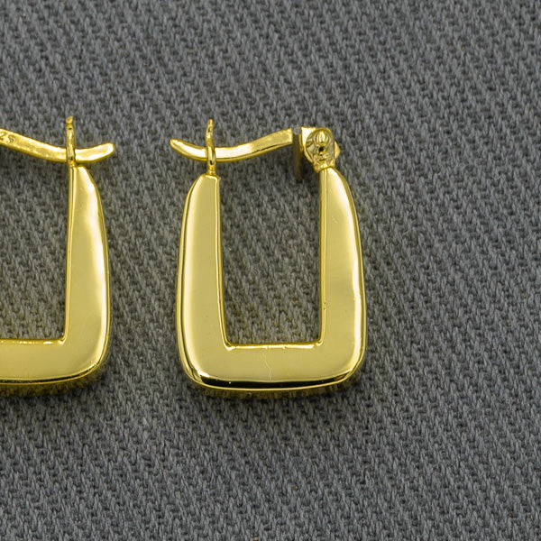 Gold plated rectangle hoops