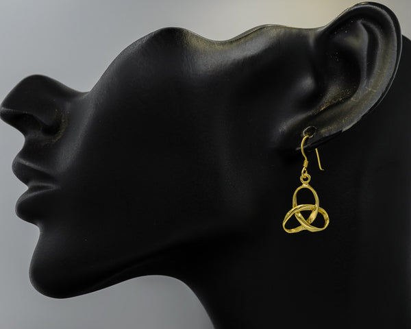Gold plated trinity knot danglers