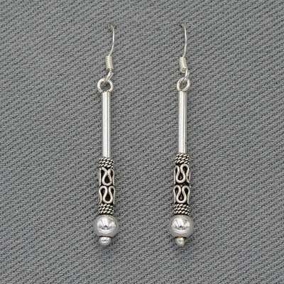 Sterling silver bali bar earrings