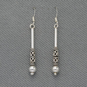 Sterling silver bali bar earrings
