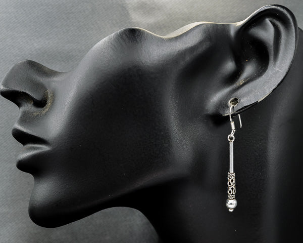 Sterling silver bali bar earrings